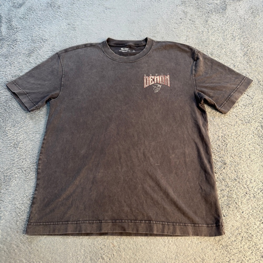 Hollister Dodge Demon Graphic Tee Size S Heavyweight Boxy Fit Gray Streetwear